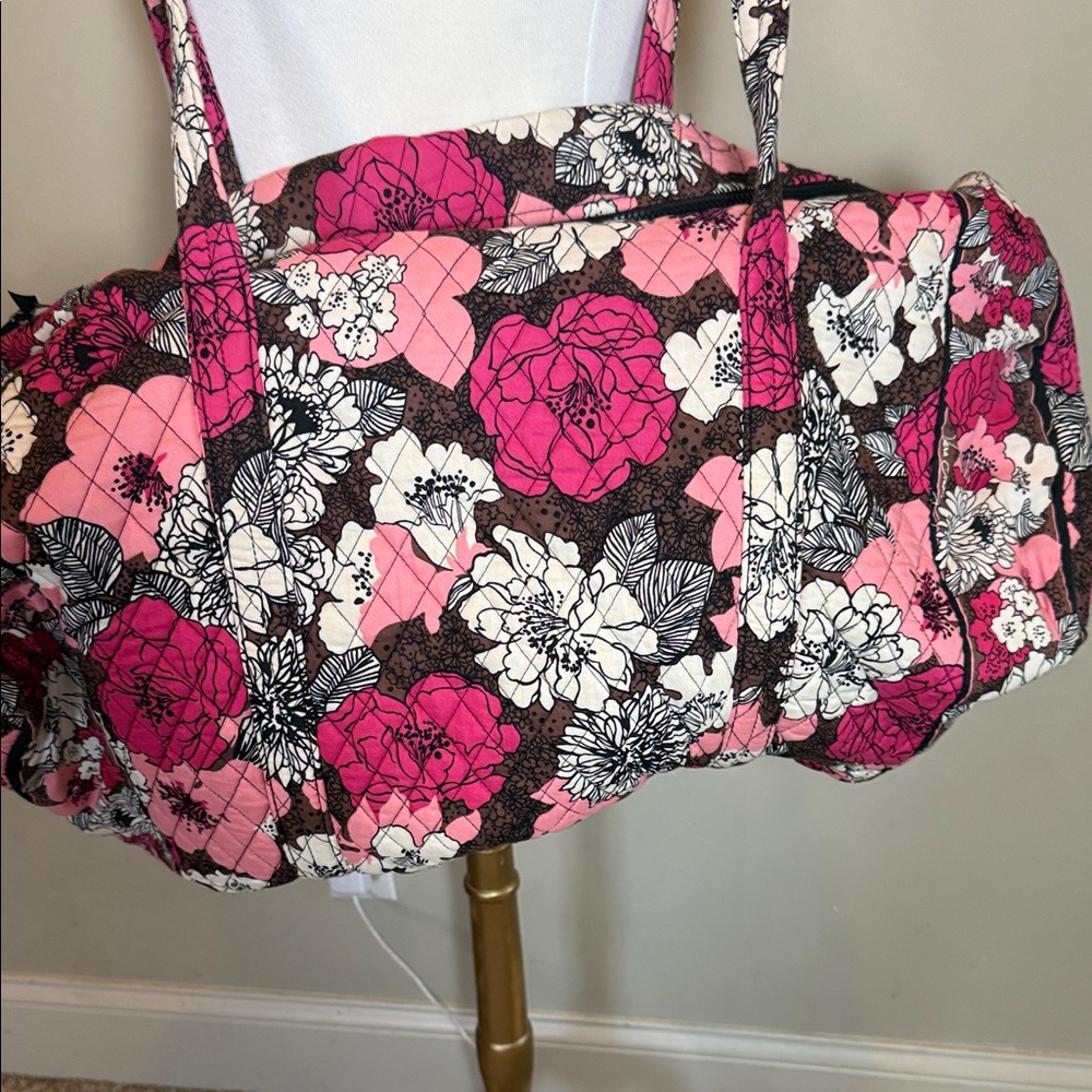 Vera Bradley Mocha Rouge Floral Pink and Black Women's Xlarge traveler - Picture 2 of 7